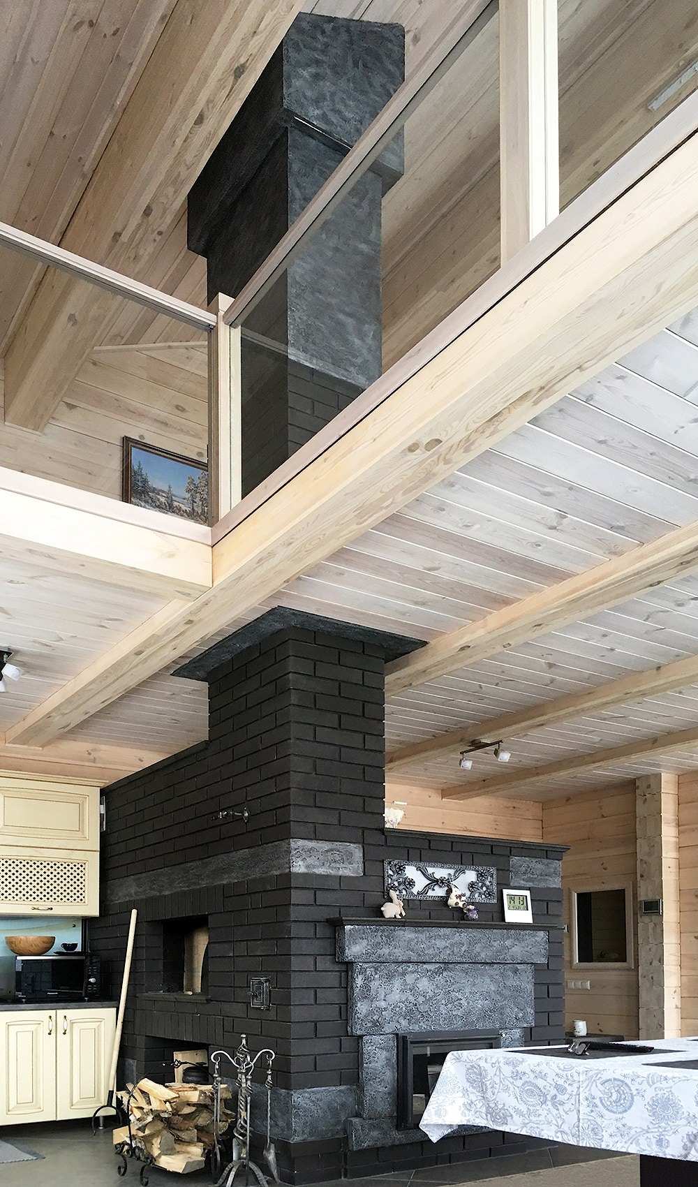 Blockbohlenhaus mit Ofen