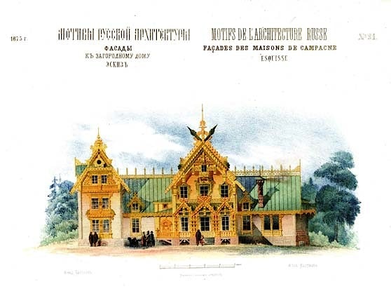 Design von Holzhäusern im Stil der russischen Architektur
