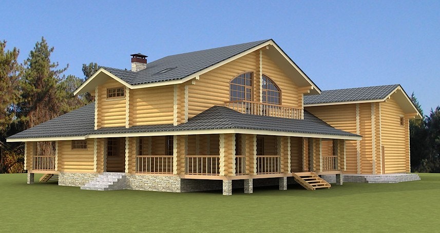Haus aus Holz "Helena" - 327m2 - Rundholz - Preise auf Anfrage