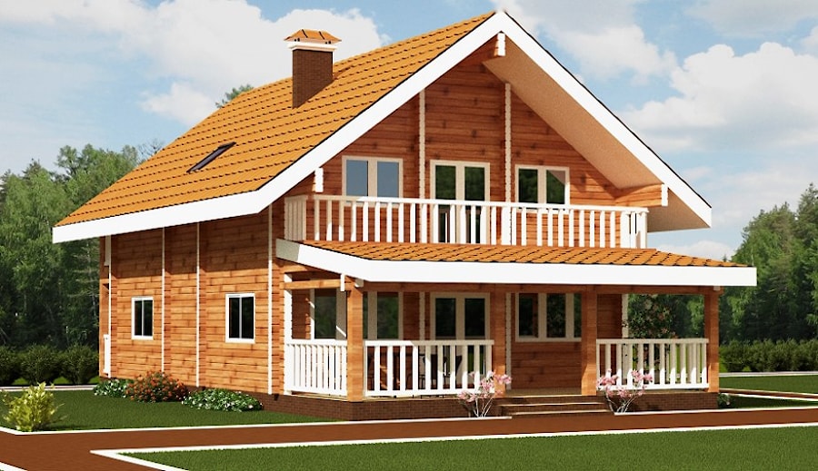 Haus aus Holz "Eisenach" - 158 m2 - Terrasse 34,5 m2 - Kantholz - Preise auf Anfrage  