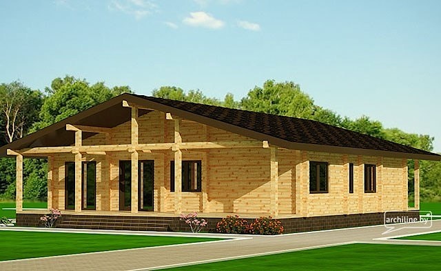 Haus aus Holz "Nordhausen" - 128 m2 - Terrassen 54,28 m2 - Garage - Kantholz - Preise auf Anfrage  