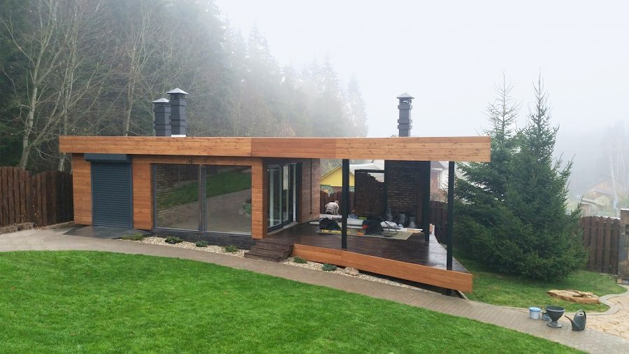 Holzhaus "Mit einem Flachdach"  