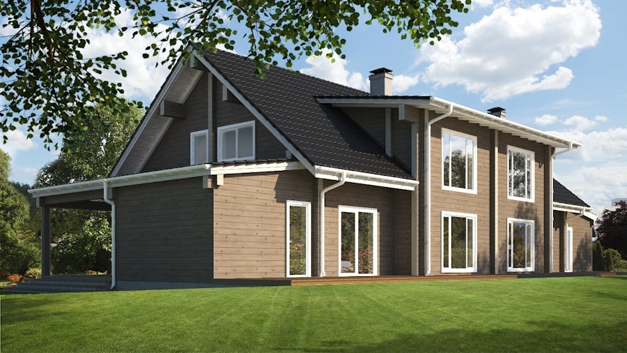 Haus aus Holz "Spitzbergen" - 453 m² - Rundholz - Doppelhaus - Preise auf Anfrage  